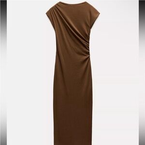 Zara One Shoulder Brown Dress